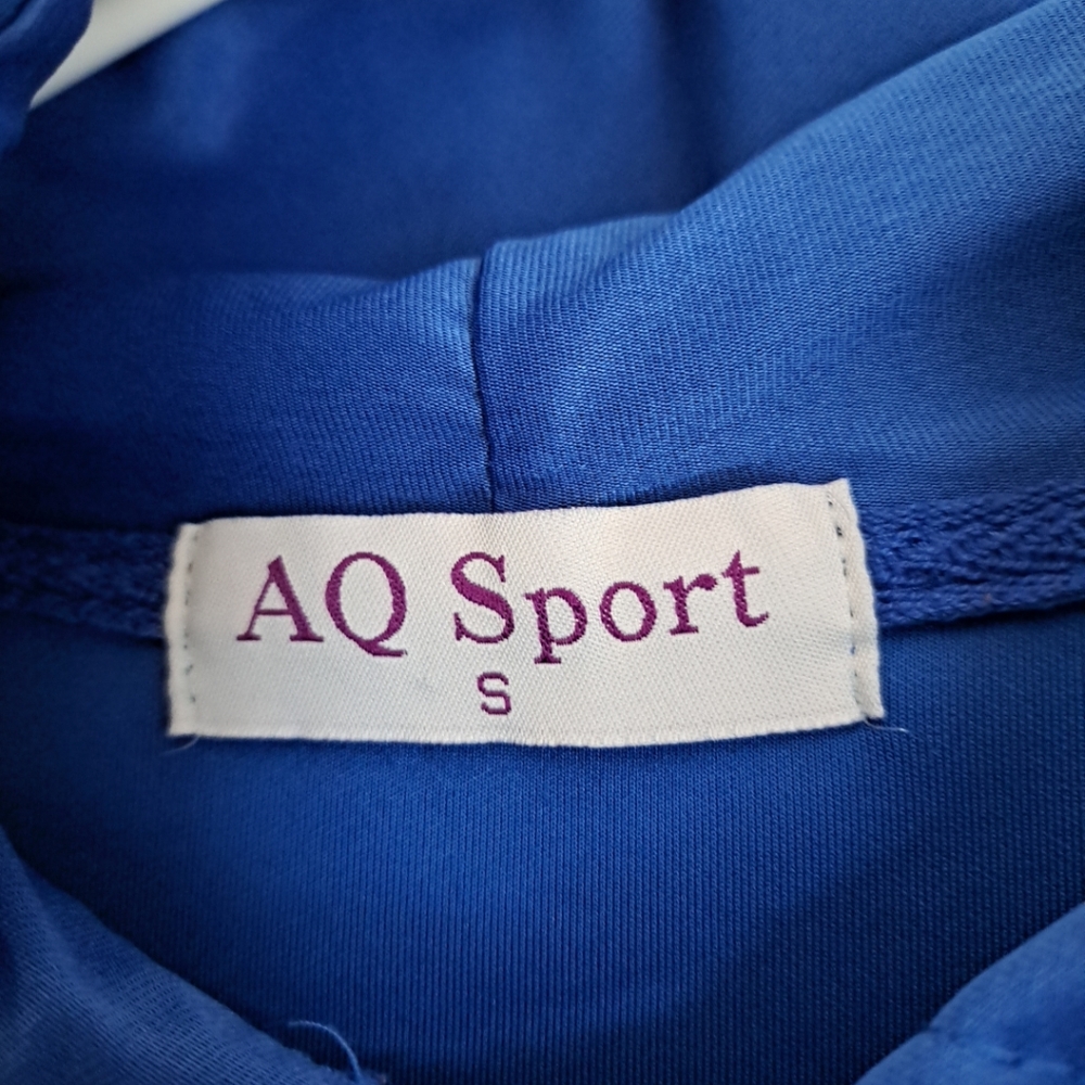 AQ Sport Women's Pullover Hoodie Sweatshirt Blue White Arm Stripes Gym Sporty S - Picture 3 of 12
